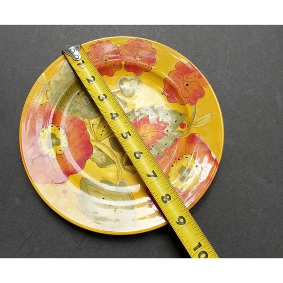 LAURIE GATES WARE Salad Plate Fall Colors Leaves Flowers - Picture 3 of 9
